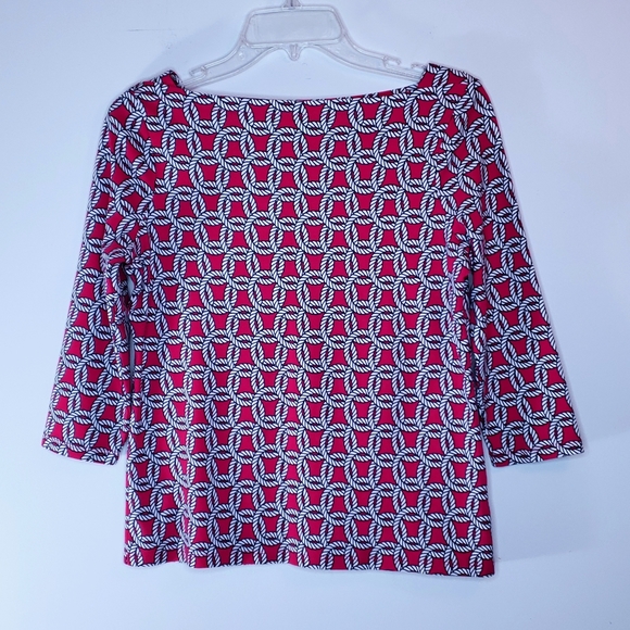 TALBOTS Nautical Top Pima Cotton Red Soft Stretch MP 8p 10p Casual Career LK NEW - Picture 6 of 8